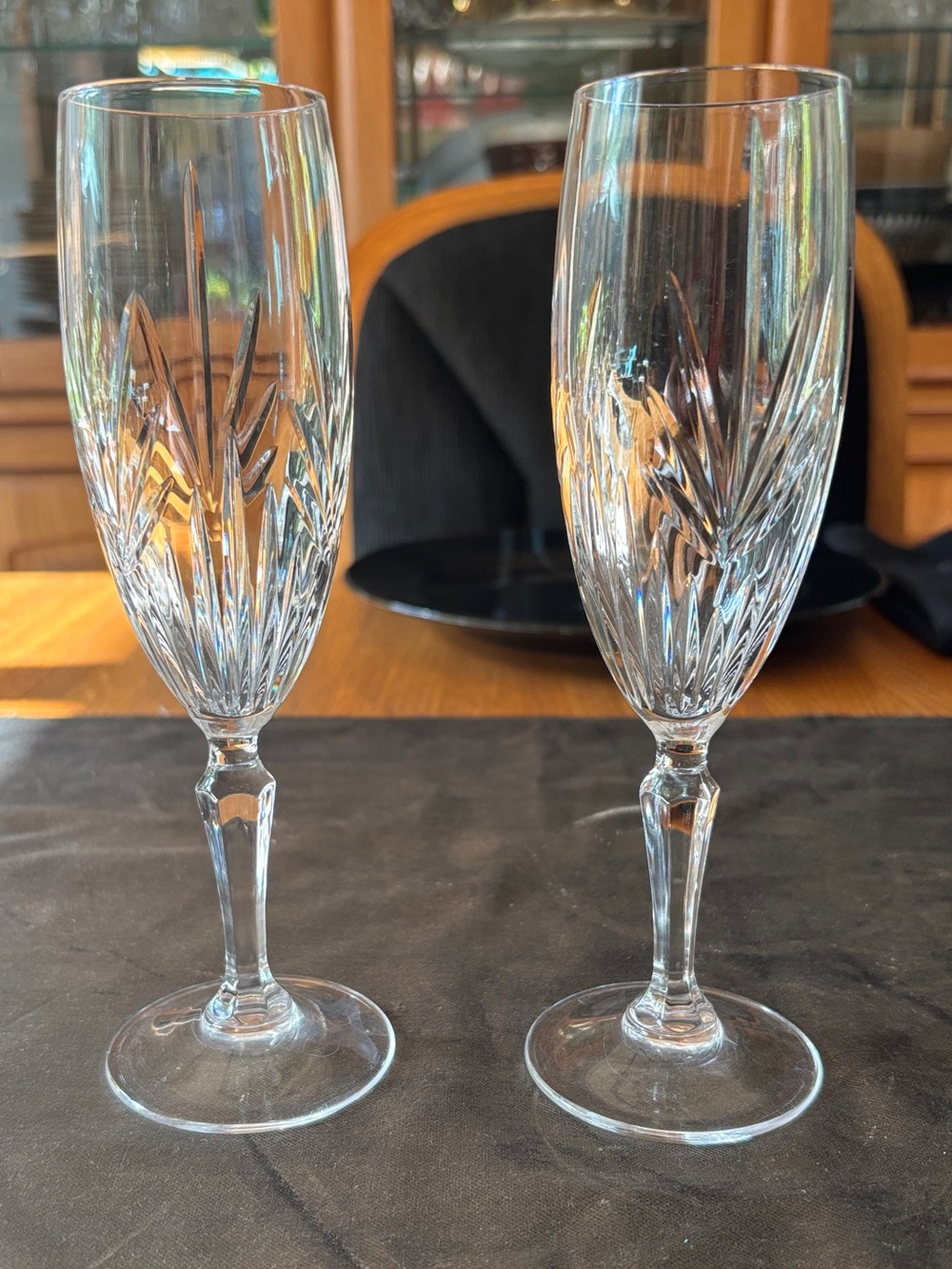 VTG Royal Highlights by Princess House Crystal Champagne Flutes - Pair
